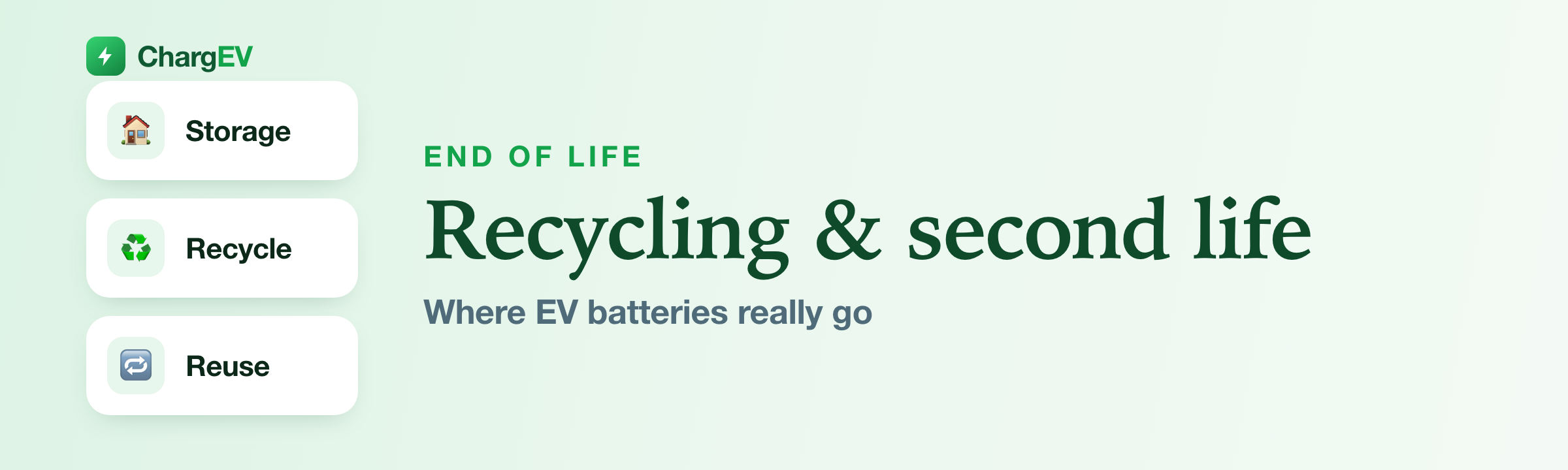 EV battery recycling and second life